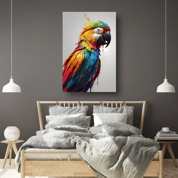 Abstracte Kleurexplosie Papegaai Kunst canvas met baklijst