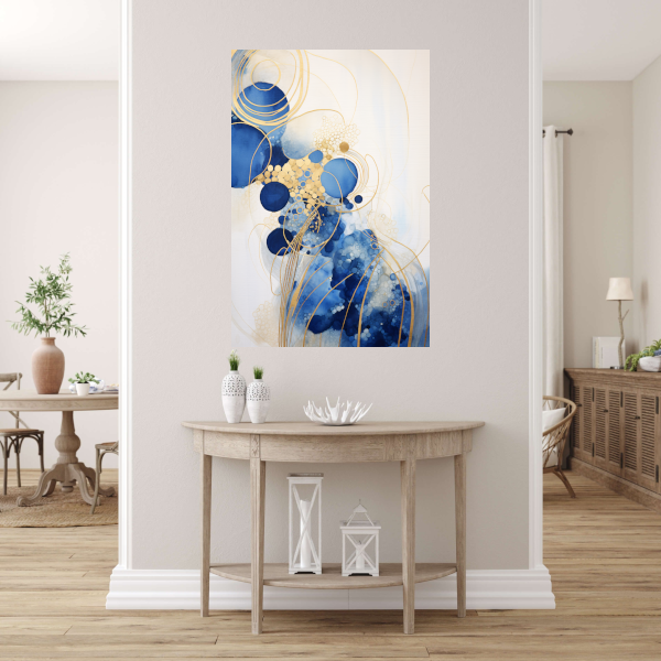Blauwe Diepten met Gouden Accenten poster