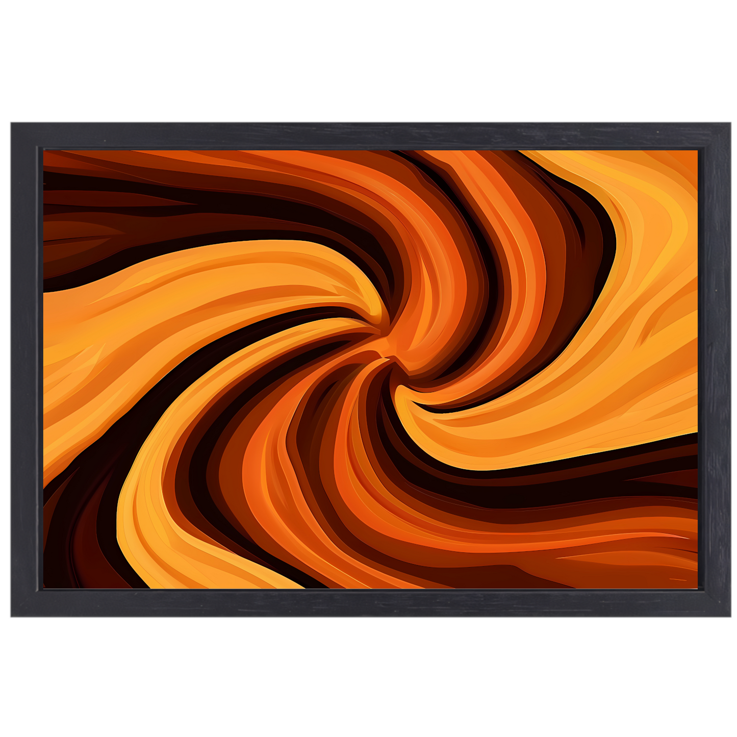 Oranje Abstracte Werveling canvas met baklijst