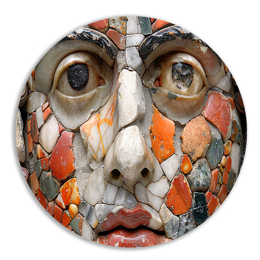 Mozaïekportret Piet Mondriaan aluminium muurcirkel