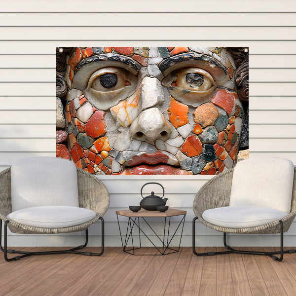 Mozaïekportret Piet Mondriaan tuinposter