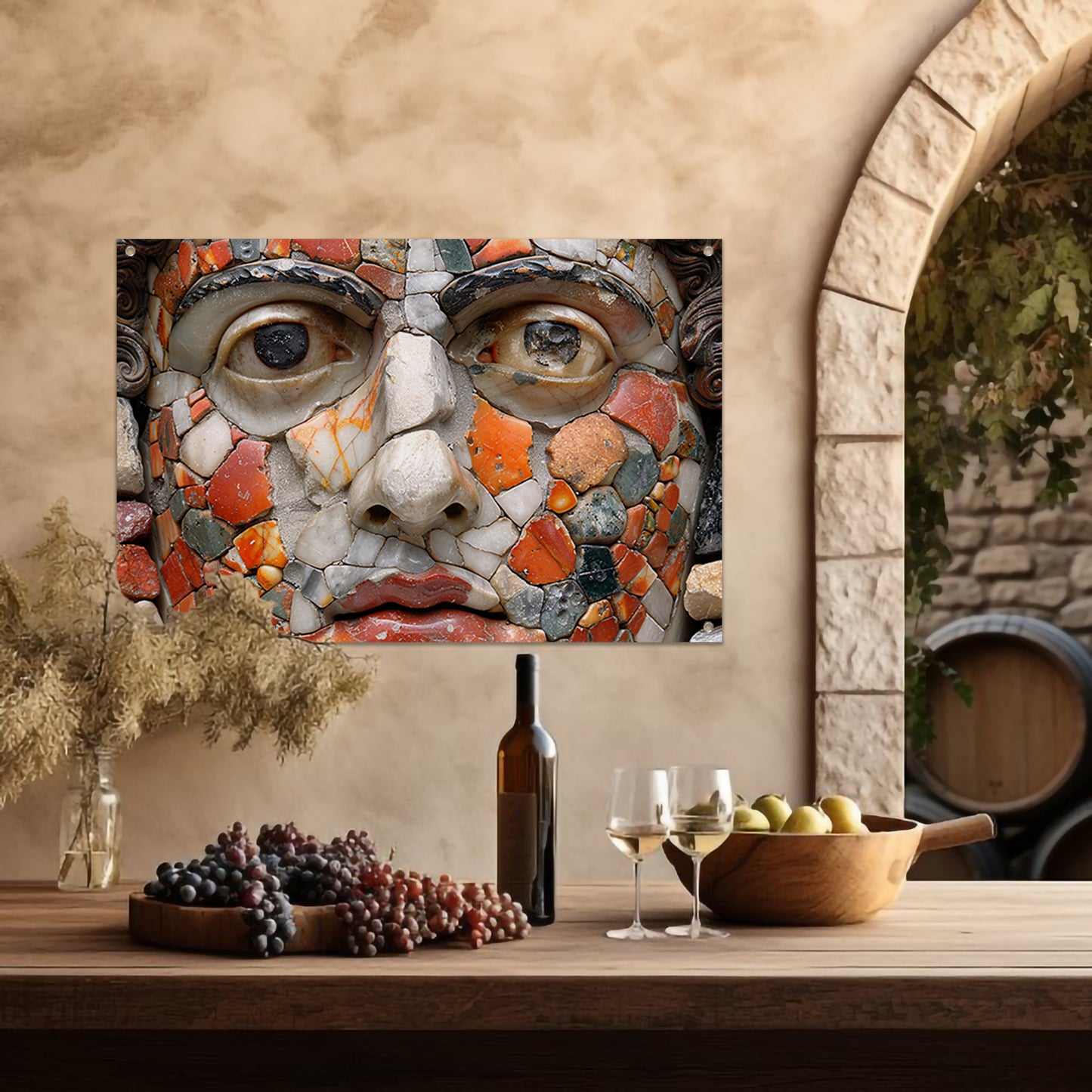 Mozaïekportret Piet Mondriaan tuinposter