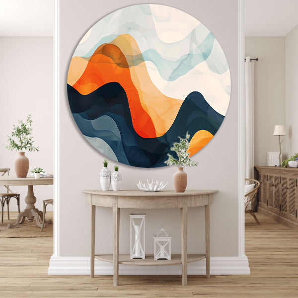 Abstracte golven in beweging en kleur aluminium muurcirkel