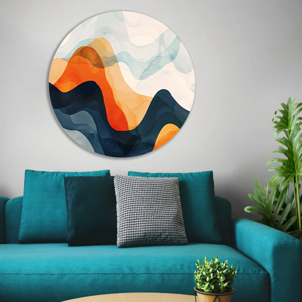 Abstracte golven in beweging en kleur aluminium muurcirkel