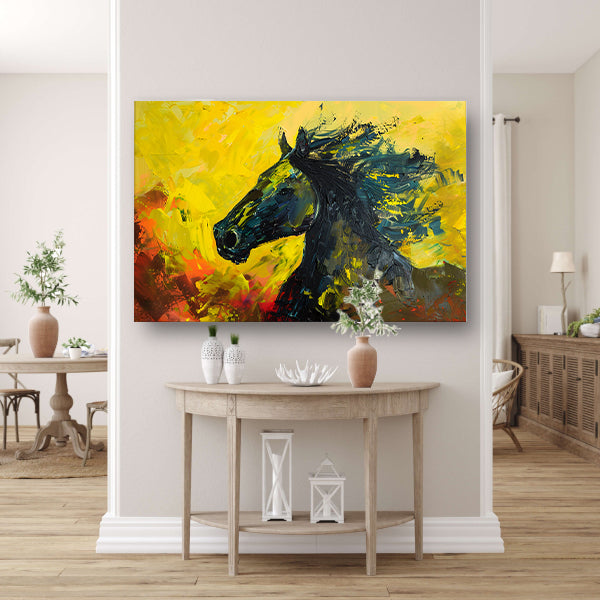 Dynamisch abstract schilderij van een paard poster