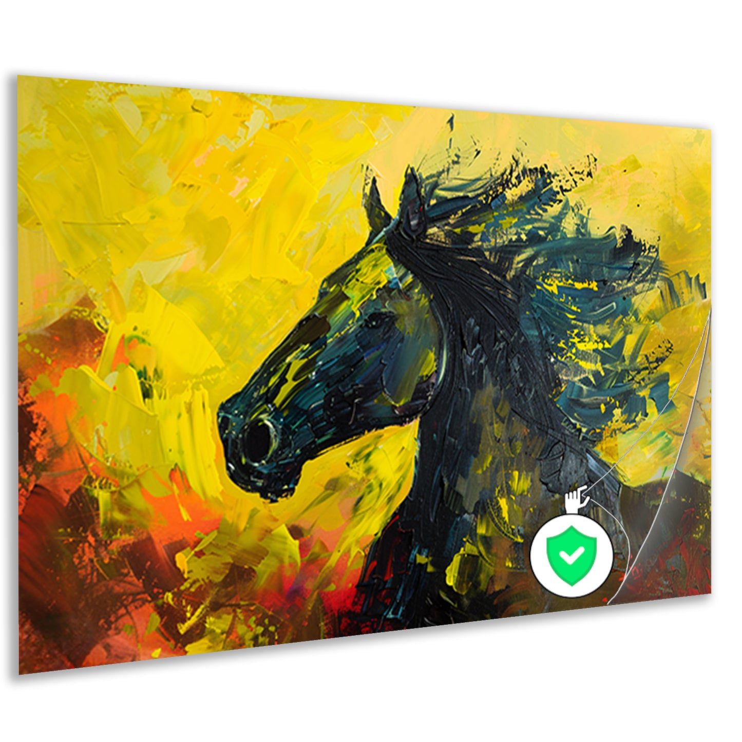 Dynamisch abstract schilderij van een paard poster