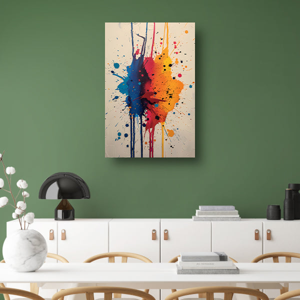 Abstract met Kleurrijk verfspatten canvas met baklijst