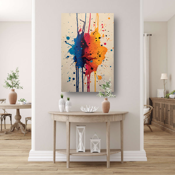 Abstract met Kleurrijk verfspatten canvas met baklijst
