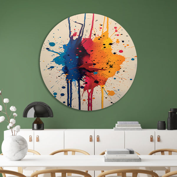 Abstract met Kleurrijk verfspatten forex muurcirkel