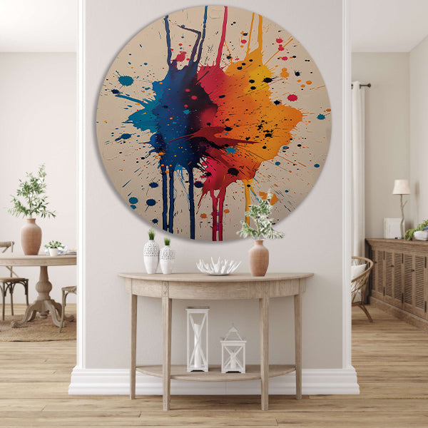 Abstract met Kleurrijk verfspatten forex muurcirkel