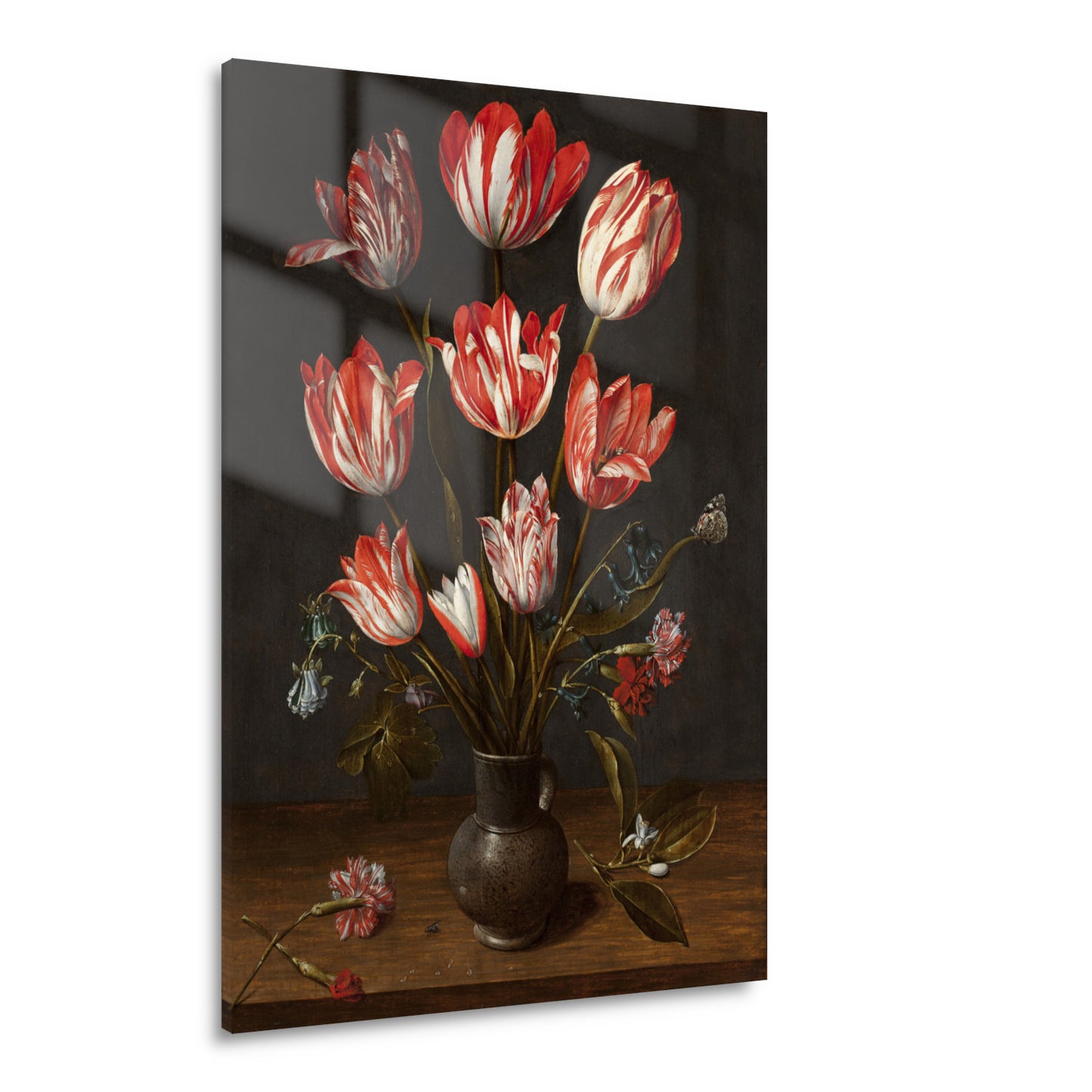 Tulpen en anjers in een aardewerken vaas - Jacob van Hulsdonck Acrylglas