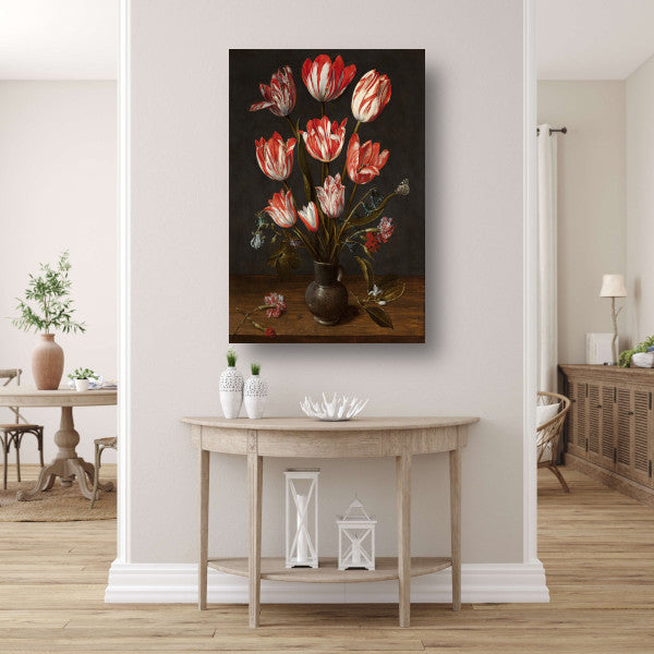 Tulpen en anjers in een aardewerken vaas - Jacob van Hulsdonck Acrylglas