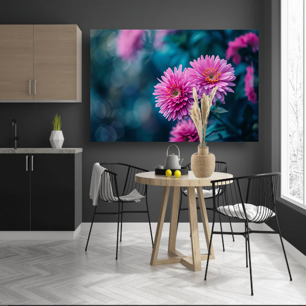 Close-up van roze bloemen met achtergrond poster
