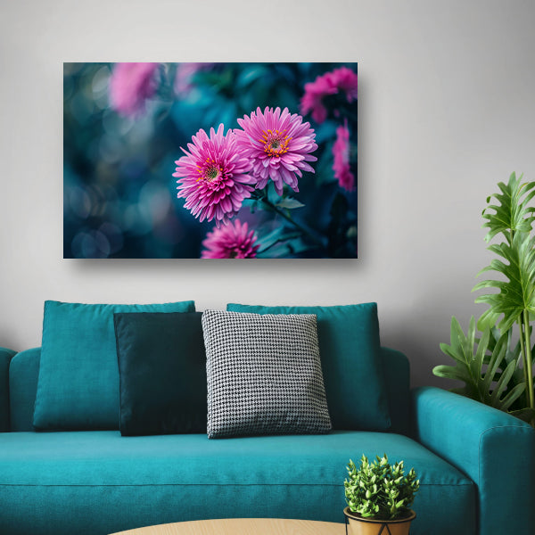 Close-up van roze bloemen met achtergrond poster