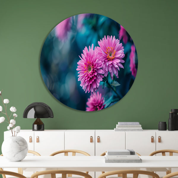 Close-up van roze bloemen met achtergrond forex muurcirkel