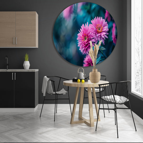 Close-up van roze bloemen met achtergrond forex muurcirkel