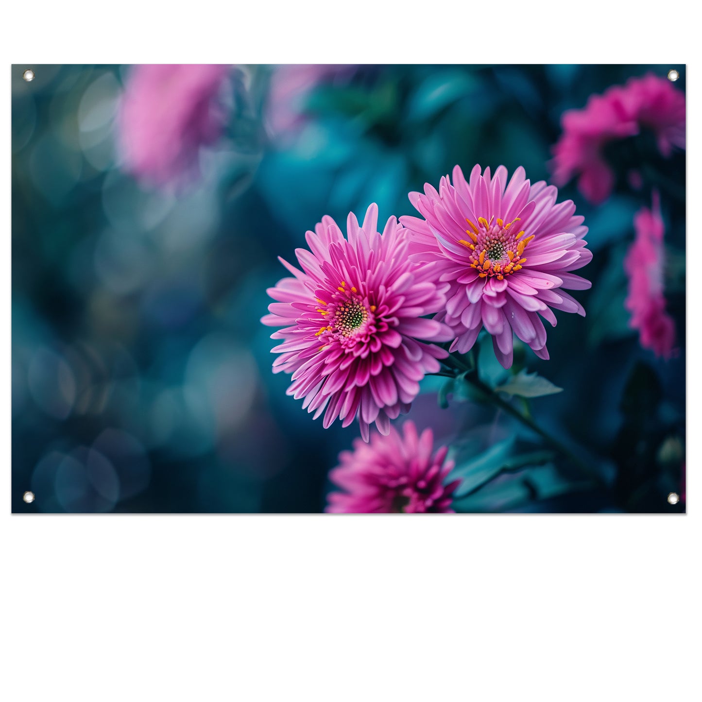 Close-up van roze bloemen met achtergrond tuinposter
