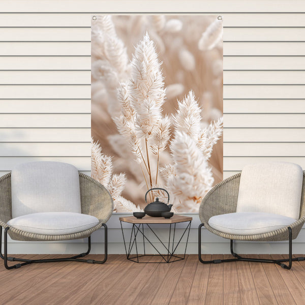 Close-up van Beige Aar Pluimen tuinposter