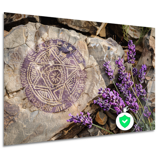 Minimalistisch schilderij stenen en bloemen poster