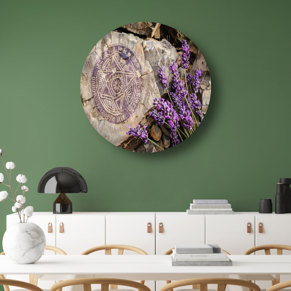 Minimalistisch schilderij stenen en bloemen forex muurcirkel