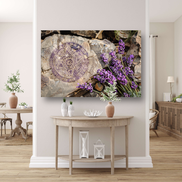 Minimalistisch schilderij stenen en bloemen canvas