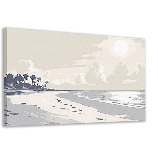 Rustgevend strandontwerp met palm silhouetten canvas
