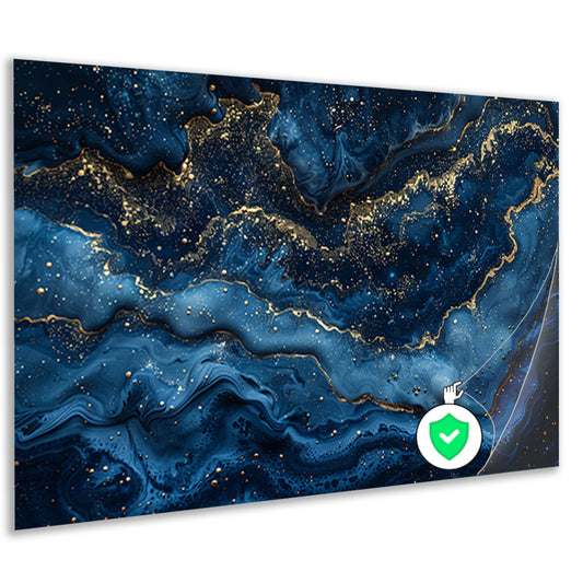 Blauw Gouden Marmer Patroon poster