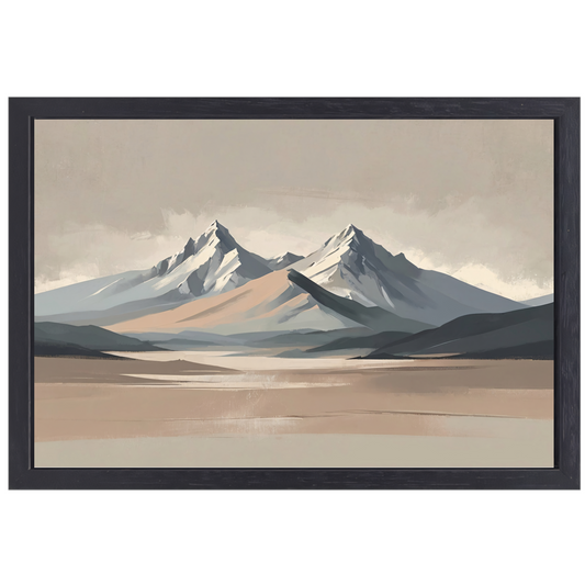 Stille Harmonie in Berglandschap Minimalisme canvas met baklijst