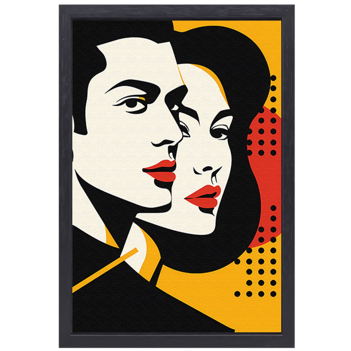 Modern kunstwerk van koppel in popart stijl canvas met baklijst