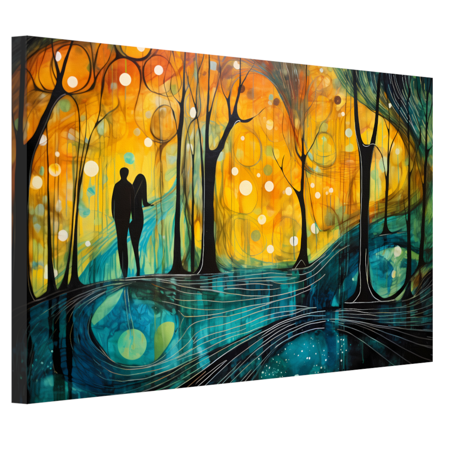 Dans van Kleur in een Bosrijk Silhouet canvas
