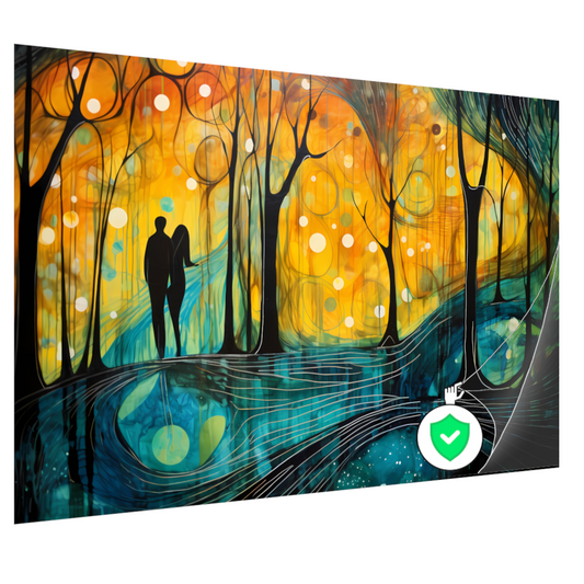 Dans van Kleur in een Bosrijk Silhouet poster