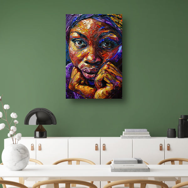 Kleurrijk abstract portret van Afrikaanse vrouw poster