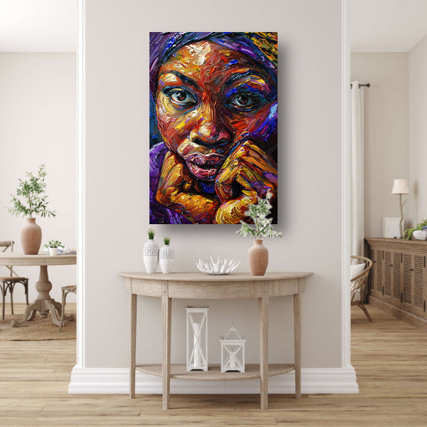 Kleurrijk abstract portret van Afrikaanse vrouw poster