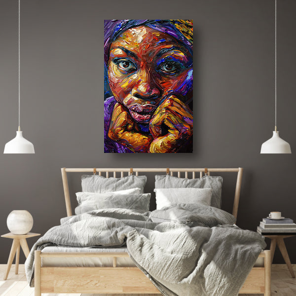 Kleurrijk abstract portret van Afrikaanse vrouw poster