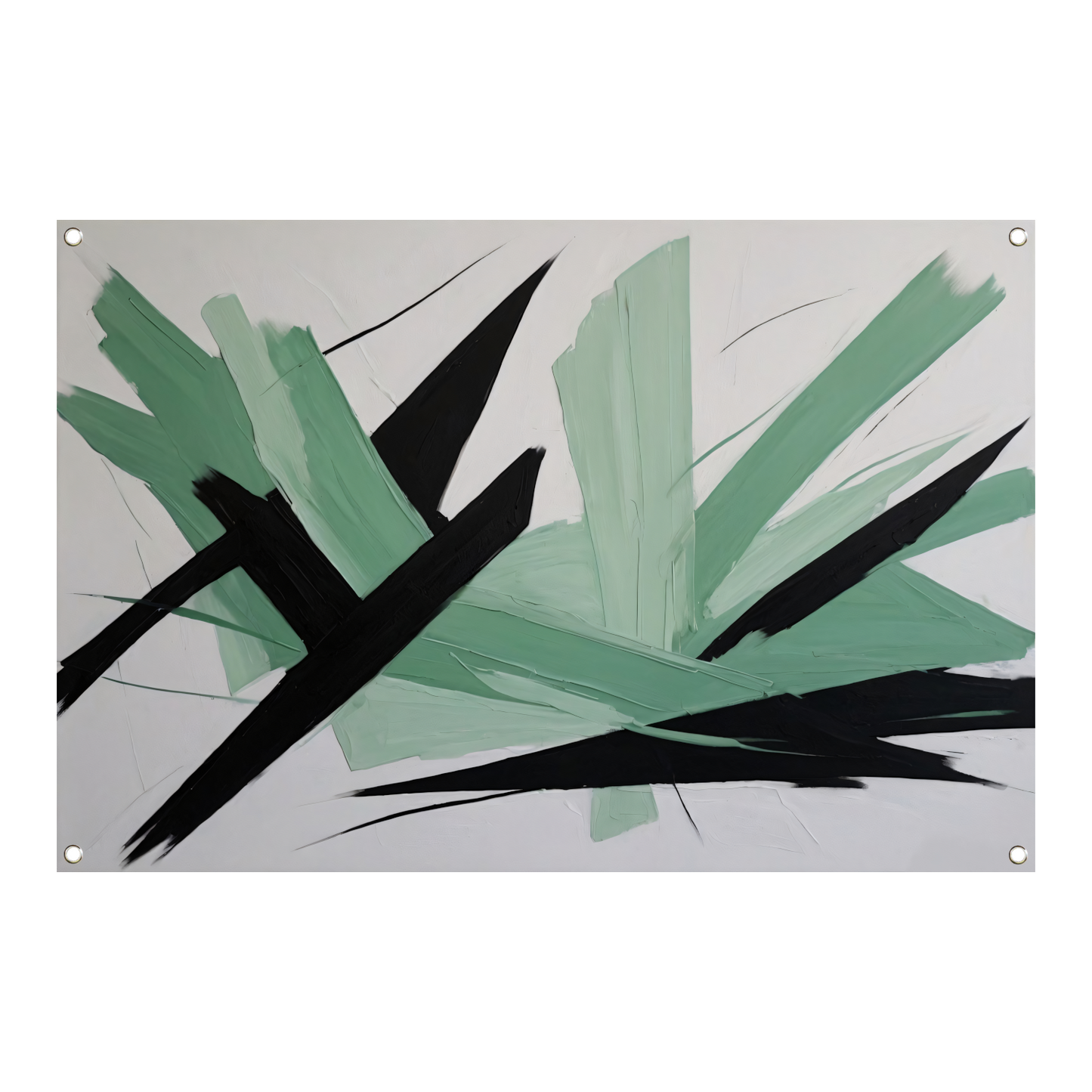 Expressieve Abstractie in Zwart en Groen tuinposter