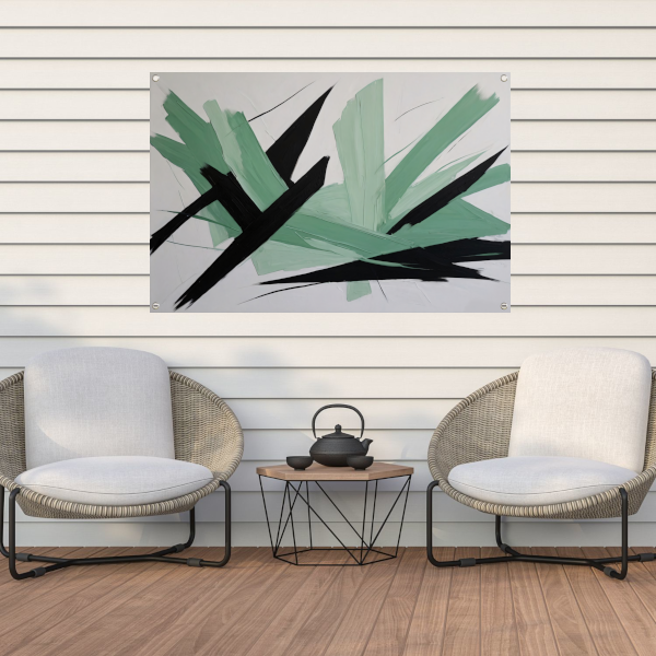 Expressieve Abstractie in Zwart en Groen tuinposter
