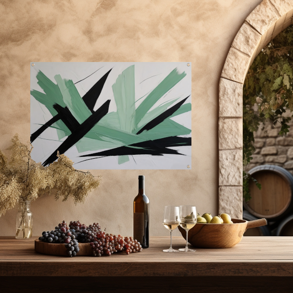 Expressieve Abstractie in Zwart en Groen tuinposter