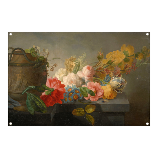 Boeket bloemen op een richel - Pieter Faes tuinposter