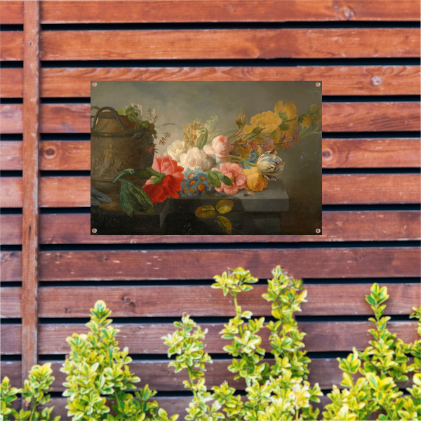 Boeket bloemen op een richel - Pieter Faes tuinposter