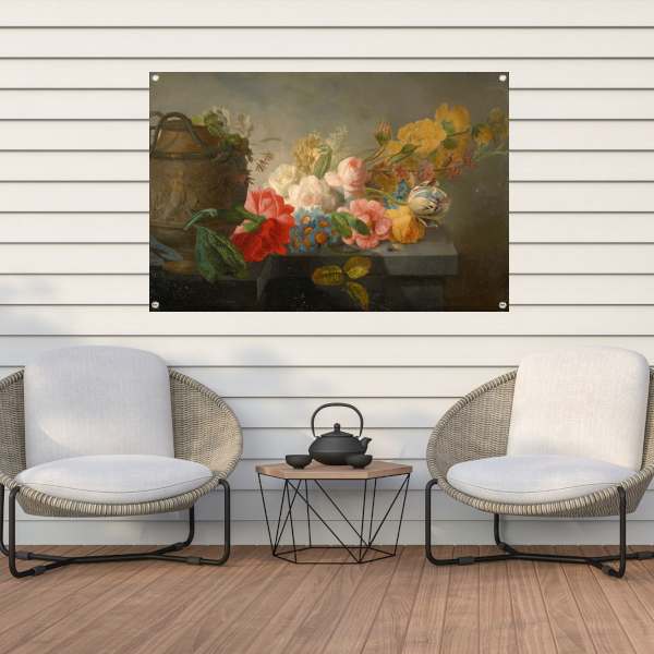 Boeket bloemen op een richel - Pieter Faes tuinposter