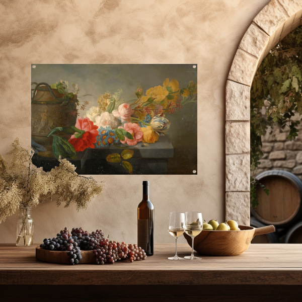 Boeket bloemen op een richel - Pieter Faes tuinposter