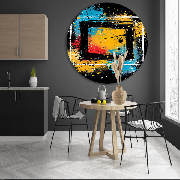 Abstract met Kleurrijk Verfspatten aluminium muurcirkel