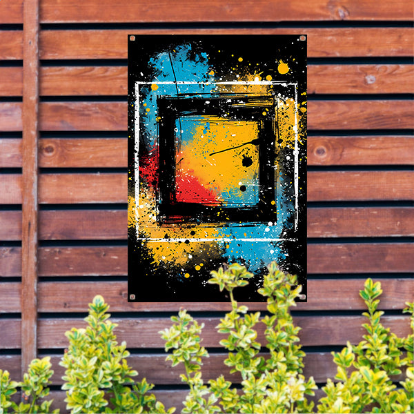 Abstract met Kleurrijk Verfspatten tuinposter