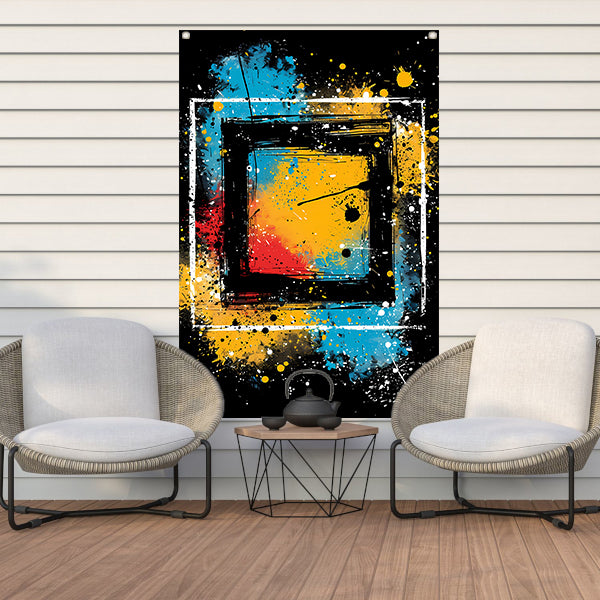 Abstract met Kleurrijk Verfspatten tuinposter