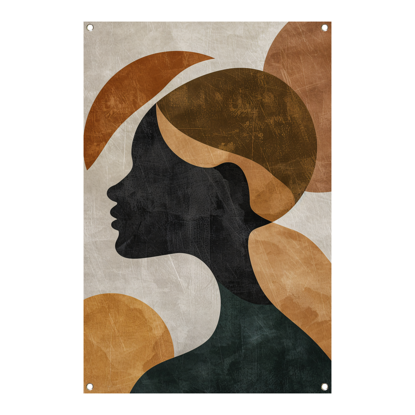Abstracte silhouet in gouden en aardetinten tuinposter