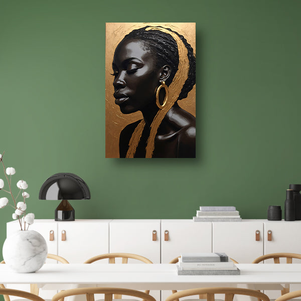 Zwart profiel met gouden accenten poster