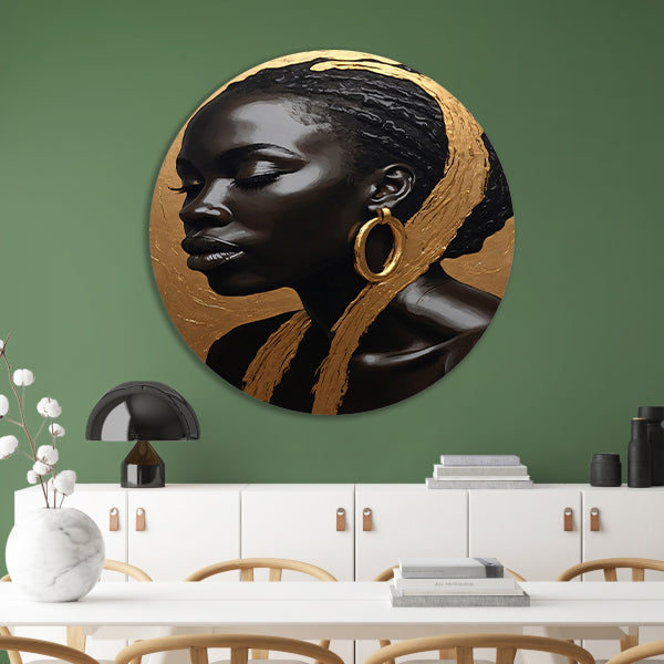 Zwart profiel met gouden accenten aluminium muurcirkel