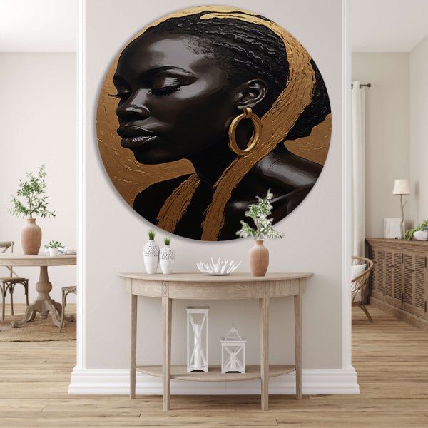 Zwart profiel met gouden accenten aluminium muurcirkel