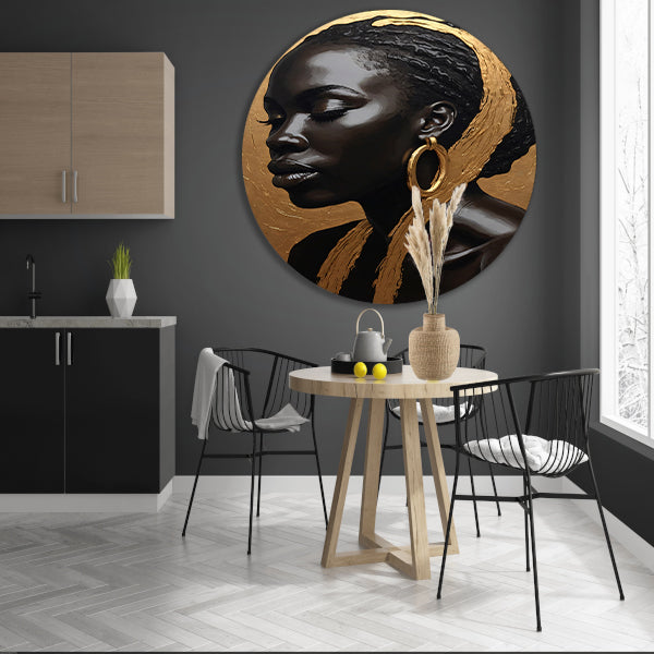 Zwart profiel met gouden accenten aluminium muurcirkel