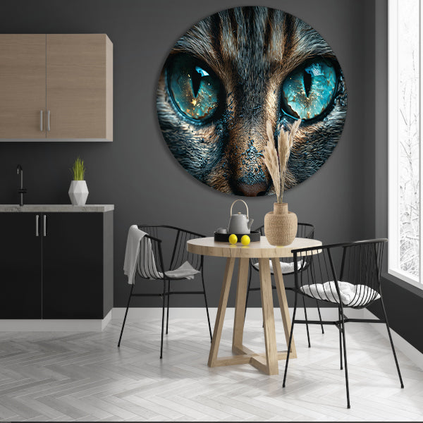 Betoverende kat met stralende blauwe ogen aluminium muurcirkel